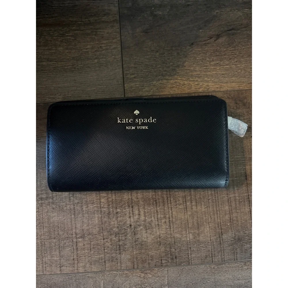 Kate Spade Staci Medium Tote and Wallet Set Black Saffiano PVC KP070 NEW